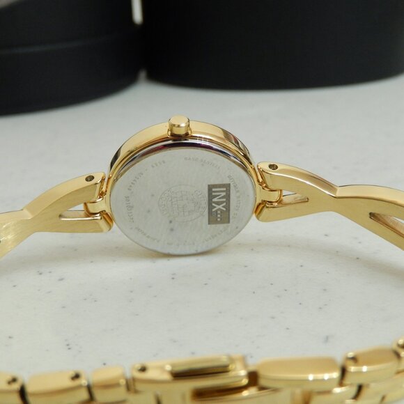 New Citizen Eco Drive Axiom Watch Goldtone Black Dial Crystals EX1422-54E $325